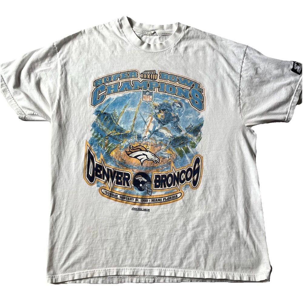 VTG Denver Broncos T Shirt 1999 Super Bowl XXXIII Starter Locker Room L Distress